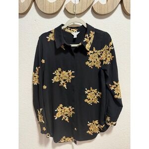 Cato Collection Limited Edition Black Floral Blouse Size S